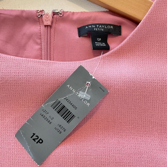 NWT Ann Taylor Women’s 12 Petite Long Bell Sleeve Flare Dress Pink Sea Shell - Picture 10 of 16